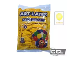 Balo n 9 redondo liso amarelo pacote com 50 unidades Art-Latex