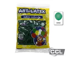 Balo n 9 redondo liso verde pacote com 50 unidades Art-Latex