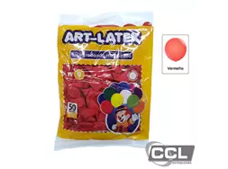 Balo n 9 redondo metalizado vermelho pacote com 50 unidades Art-Latex