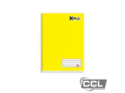 Caderno brochuro 1/4 capa dura costurado 96 folhas amarelo Mxima