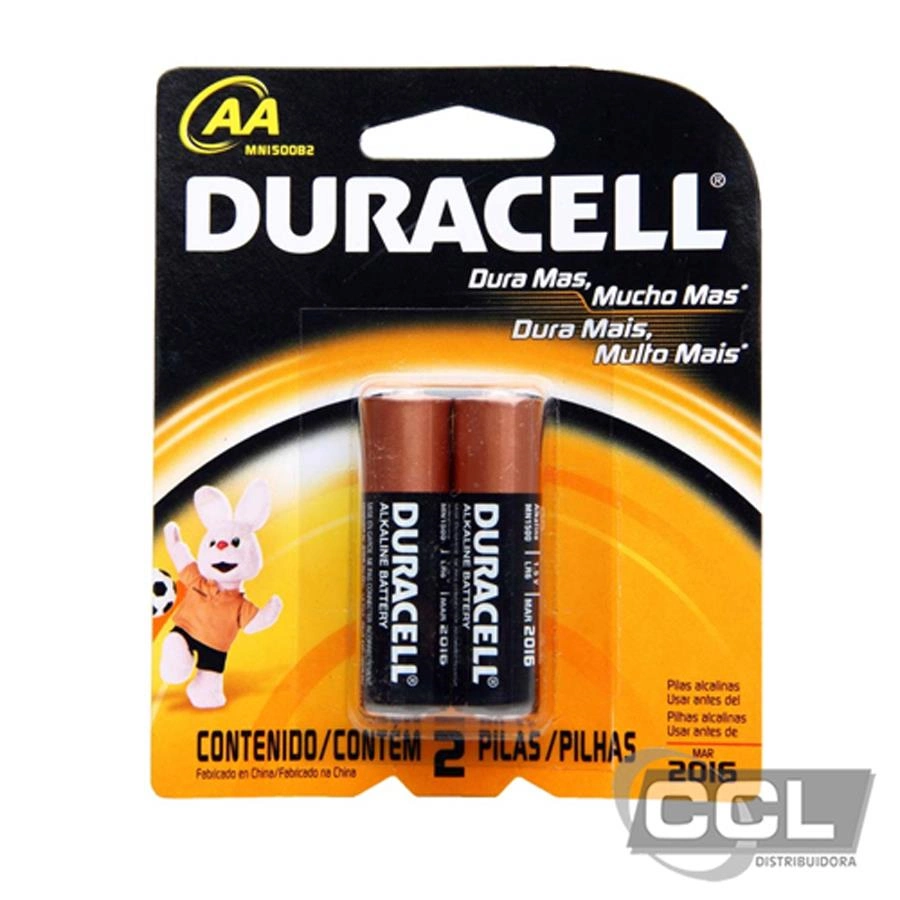 Pilha pequena AA alcalina Duracell blister com 2 unidades - CCL  Distribuidora