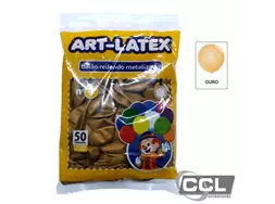 Balão nº 9 redondo liso ouro pacote com 50 unidades Art-Latex
