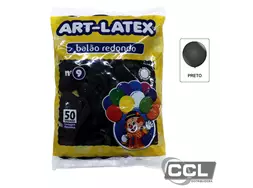 Balão nº 9 redondo liso preto pacote com 50 unidades Art-Latex