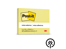 Bloco adesivo Post-it 653 amarelo 38mm x 51mm - 4 bl por embalagem com 100 folhas cada 3M