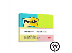 Bloco adesivo Post-it 653 cores (am/vd/az/rs) 38mmx50mm - 4 bl com 100 folhas cada 3M