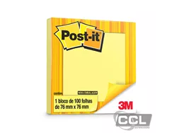 Bloco adesivo Post-it 654 amarelo 76mm x 76mm com 100 folhas 3M