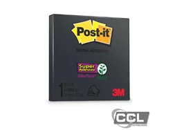 Bloco adesivo Post-it 654 preto 76mm x 76mm com 90 folhas 3M