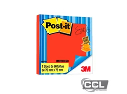 Bloco adesivo Post-it 654 vermelho telha 76mm x 76mm com 90 folhas 3M