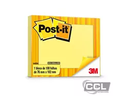 Bloco adesivo Post-it 657 amarelo 76mm x 102mm com 100 folhas 3M