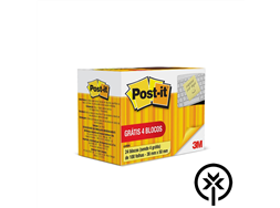 Bloco post-it 653 38mm x 50mm amarelo com 20 + 4 grtis com 100 folhas cada 3M