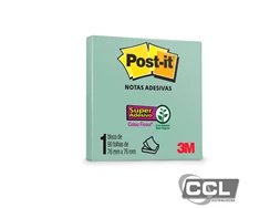 Bloco post-it 654 76x76 cor menta 90 folhas 3M