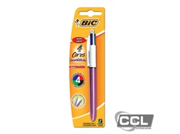 Caneta esferogrfica Bic com 4 cores corpo rosa metlico
