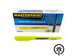 Caneta marca texto amarelo Masterprint caixa com 12 unidades