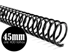 Espiral para encadernação 45mm para 400 folhas com 16 unidades preto