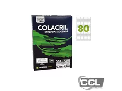 Etiqueta 12,7mm x 44,45mm com 100 folhas Colacril - 6187/CC187