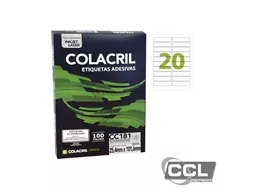 Etiqueta 25,4mm x 101,6mm com 100 folhas Colacril - 6181/CC181