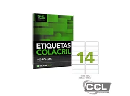 Etiqueta 33,9mm x 101,6mm com 100 folhas Colacril - 6182/CC182