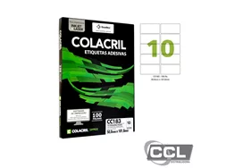 Etiqueta 50,8mm x 101,6mm com 100 folhas Colacril - 6183/CC183