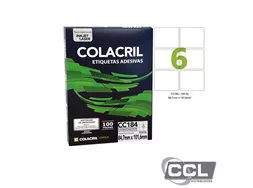 Etiqueta 84,7mm x 101,6mm com 100 folhas 600 etiquetas Colacril - 6184/CC184