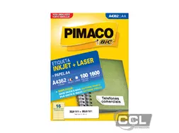 Etiqueta A4-362 33,9mm x 99,0mm 100 folhas com 1600 unidades Pimaco