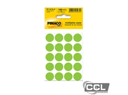 Etiqueta TP 19 verde fluorescente com 100 unidades Pimaco