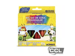 Giz de cera grande big triangular com 12 unidades Acrilex