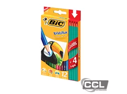 Lpis de cor evolution sextavado com 12 unidades + 4 unidades de lpis preto grtis Bic