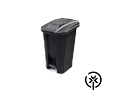 - Lixeira 120 litros com roda e pedal na cor preta;
- Sua tampa com sistema de abertura e fechamento atravs de pedal promove a vedao do coletor evitando a disperso de odores e a entrada de insetos.
