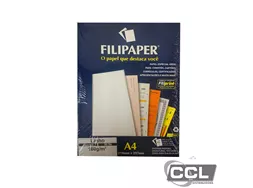 Papel linho branco A4 180gr 50 folhas Filipaper