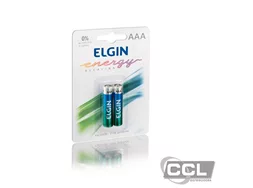 Pilha palito AAA alcalina Elgin blister com 2 unidades