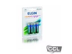 Pilha palito AAA alcalina Elgin blister com 4 unidades