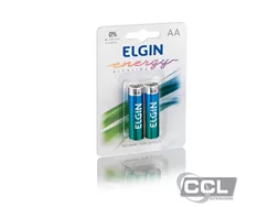 Pilha pequena AA alcalina Elgin blister LR-6 com 2 unidades