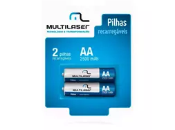 Pilha recarregvel AA 2500mah com 2 unidades Multilaser - CB053