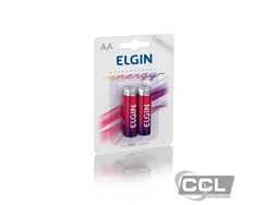 Pilha recarregavel AA 2500mah Elgin com 2 unidades