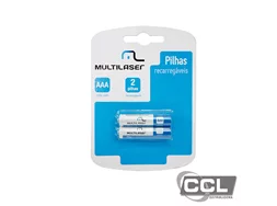 Pilha recarregvel AAA 1000mah com 2 unidades Multilaser - CB051