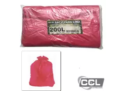 Saco de lixo 90 x 100 x 0,06mm vermelho 200l com 100 unidades CRW