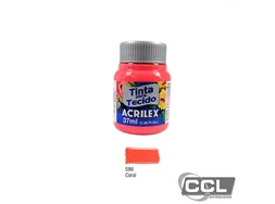 Tinta para tecido fosca 37ml coral Acrilex 586